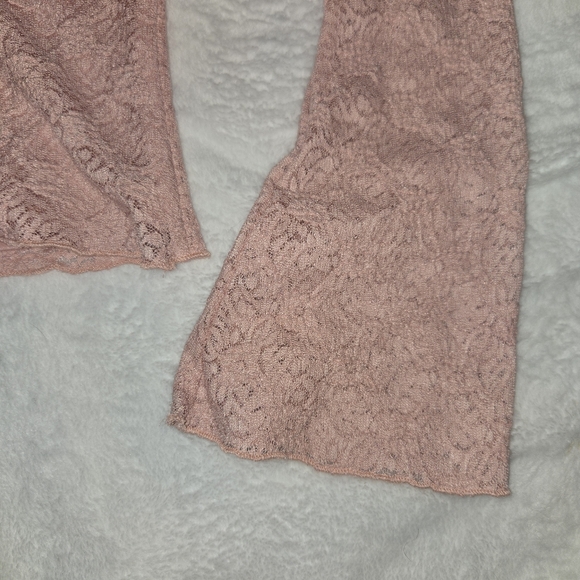Pink Lace Bell Sleeve Top Y2K Coquette Fairycore Aesthetic [Small] - Picture 7 of 10